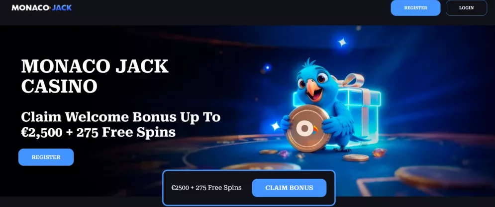 Monaco jack Casino Bonus bis zu 2.500 Euro und 275 Freispiele